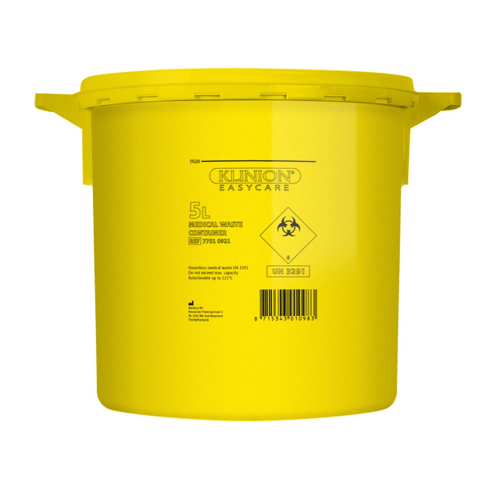 Klinion Easycare, kanylebeholder, gul med kanyleaftræk UN godkendt, 5 l