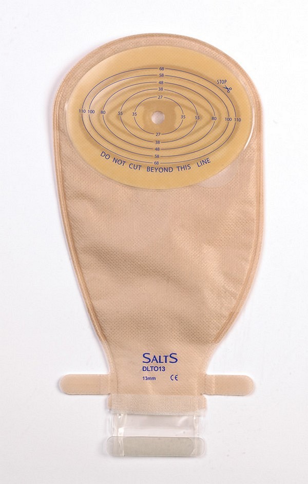 SALTS Confidence Comfort, 1-dels ileo.pose, stor, oval, delt forside, beige, Ø 13x70/110 mm