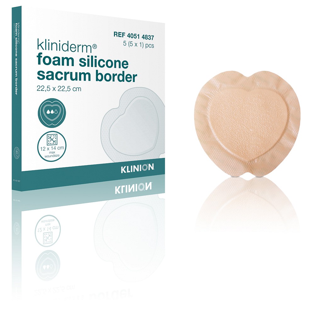 Kliniderm Foam Silikone Border, Sacral skumbandage, steril, 22,5 cm x 22,5 cm