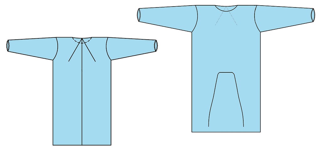 Klinipro beskyttelseskittel, væskeafvisende, elastik, lyseblå 114cm, medium/large
