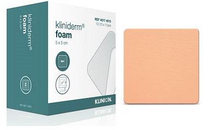 Kliniderm Foam, skumbandage uden klæb, steril, 5 cm x 5 cm