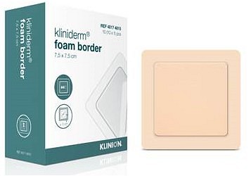 Kliniderm Foam Border, skumbandage med klæb på border, steril, 7,5 cm x 7,5 cm