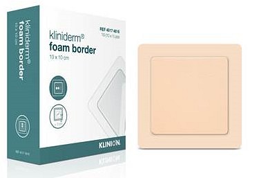 Kliniderm Foam Border, skumbandage med klæb på border, steril, 10 cm x 10 cm