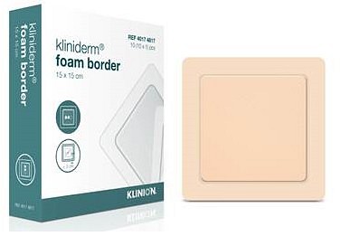 Kliniderm Foam Border, skumbandage med klæb på border, steril, 15 cm x 15 cm