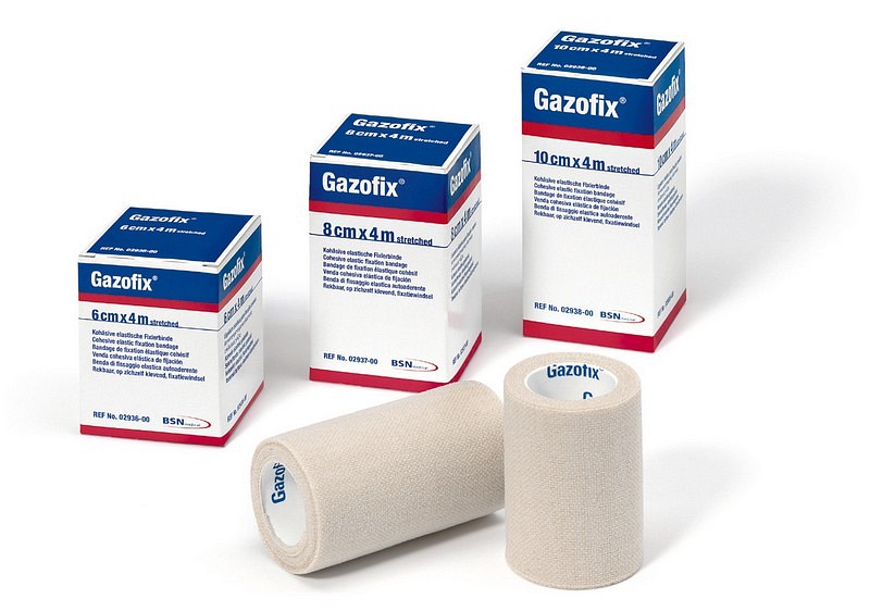 Gazofix, tyndt, cohæsivt fikseringsbind, latexfri, 8 cm x 4 m