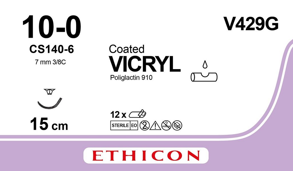 Ethicon Vicryl, sutur, violet, 15 cm med UCS-35 nål, steril, 10-0