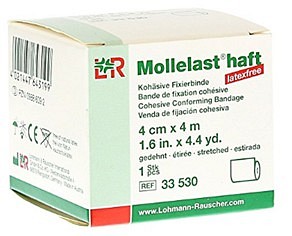 Mollelast Haft, elastisk gazebind, selvhæftende, latexfri, 6 cm x 4 m