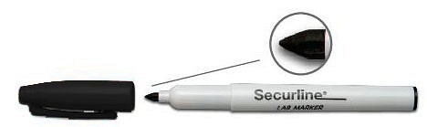 Securline, mærkepen, lab, fine tip, sort