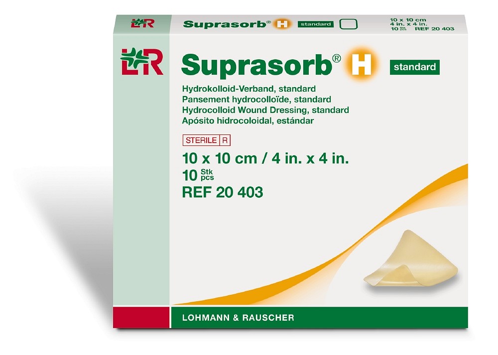 Suprasorb H, hydrocolloid tynd, steril, 10 cm x 10 cm