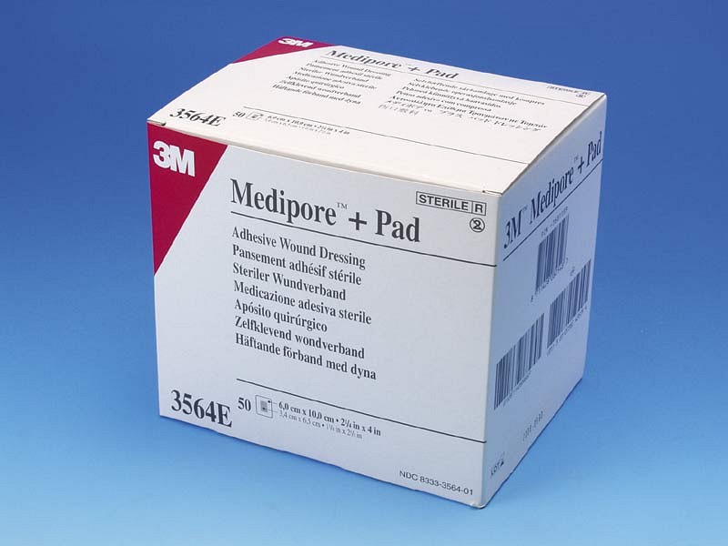 Medipore Pad, plaster non woven med sårpude 3,4x6,5cm, steril, 6 cm x 10 cm