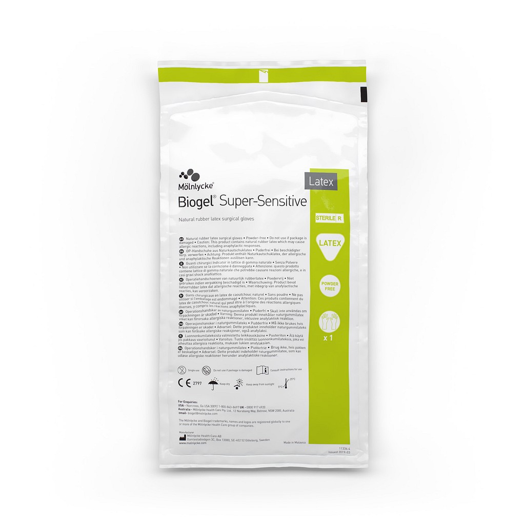 Biogel Super-Sensitive, OP handske, latex, pudderfri, steril, str 7,5