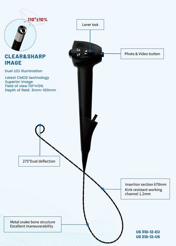 Innovex, Single Use Flexible Ureteroscope model E, st., L: 670 mm, distal end Ø: 3.2mm