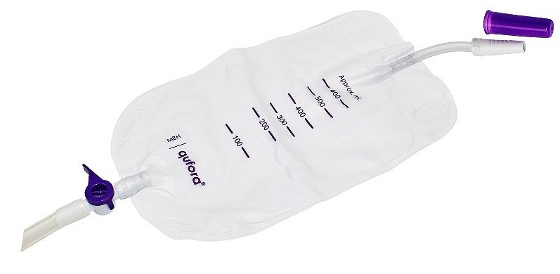 Qufora, benpose, 10 cm skrå slange, drejeventil +4cm, 600 ml