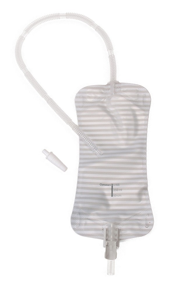 Conveen Security+, urinpose, 50cm slange, vippeaftap, NW, 350 ml