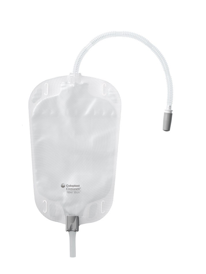 Conveen Security+, urinpose, 30cm slange, vippeaftap, NW, 750 ml