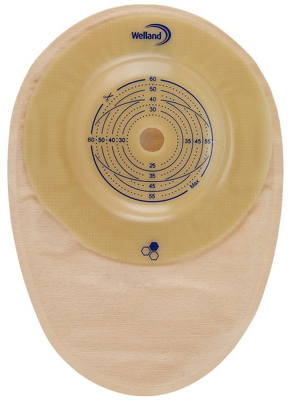 Aurum Profile, 1-dels colostomipose, Midi, beige, m/klæbefjerner, 22 mm