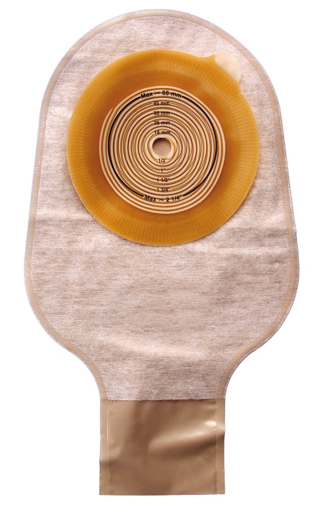 Assura, 1-dels ileostomipose, Midi, uden kulfilter, beige, Ø 10-55 mm