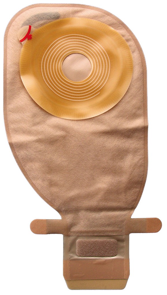 Assura Plus, 1-dels ileostomipose, Hide-Away udløb, Maxi, beige, 25 mm