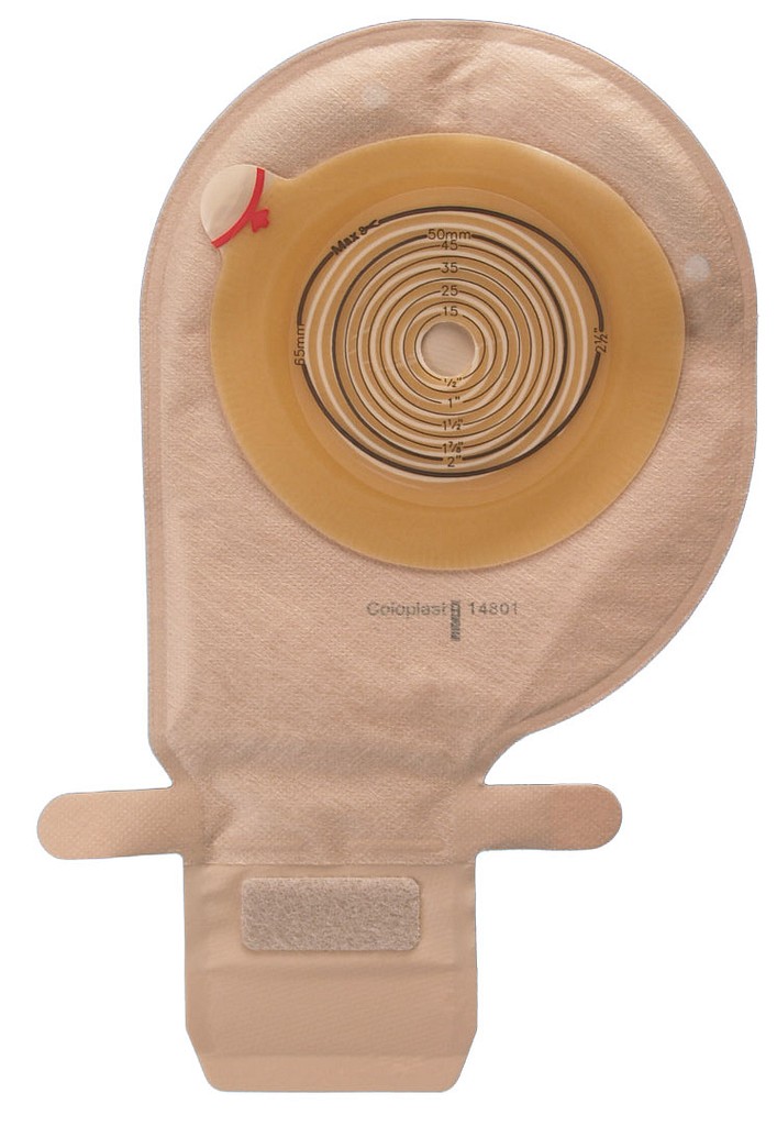 Assura Plus, 1-dels ileostomipose, Mini, Hide-Away dob.filt., beige, Ø 12 - 50x65 mm