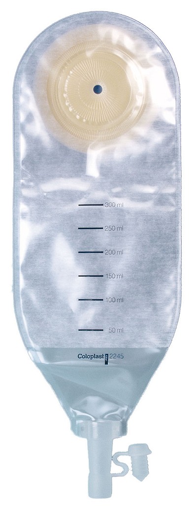 Coloplast, drænagepose Midi 300 ml, u.kulfilter, klar, Ø 5-38 mm