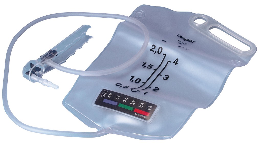 Coloplast, vandbeholder til irrigation