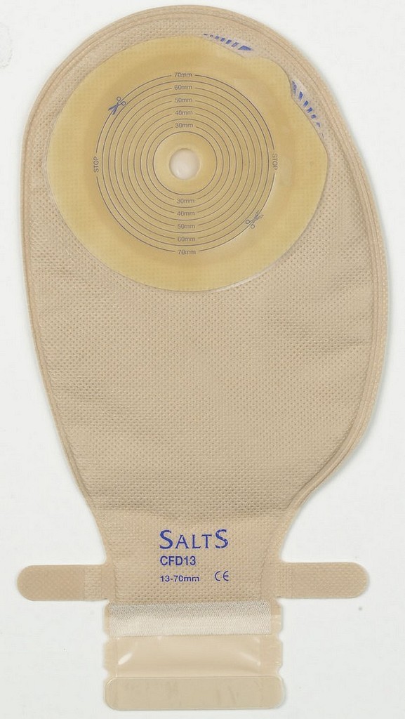 SALTS Confidence Comfort, 1-dels ileostomipose Standard, delt forside, beige, Ø 13-65 mm