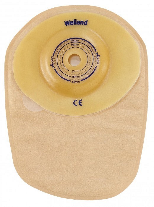 Flair Active Curvex, 1-dels colostomipose, Midi, mellem skål, beige, 25 mm