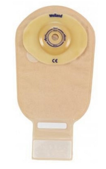 Flair Active Curvex, 1-dels ileostomipose beige opklipbar, bred skål, Ø 32 mm