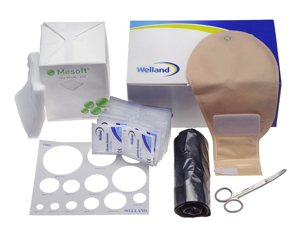 Flair Active Tømbar Sampak, 1-dels ileostomipose, Midi, beige, Ø 44 mm