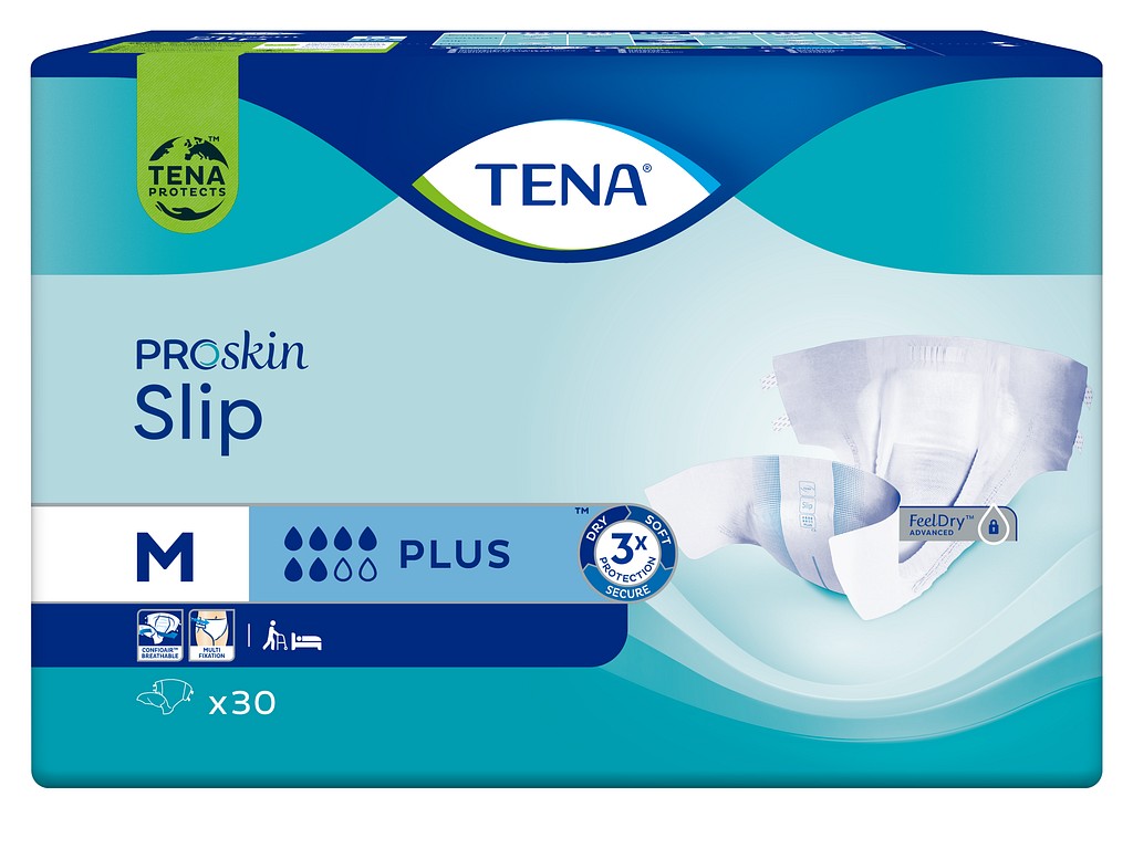 TENA Slip, alt i et ble, plus, blå, livvidde 70-110 cm, 720, medium
