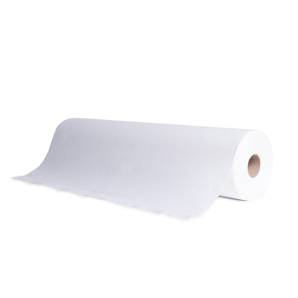 Mediq, 2-lags genanvendt papir, hvidt, præget, perforere, 50 cm x 46 m