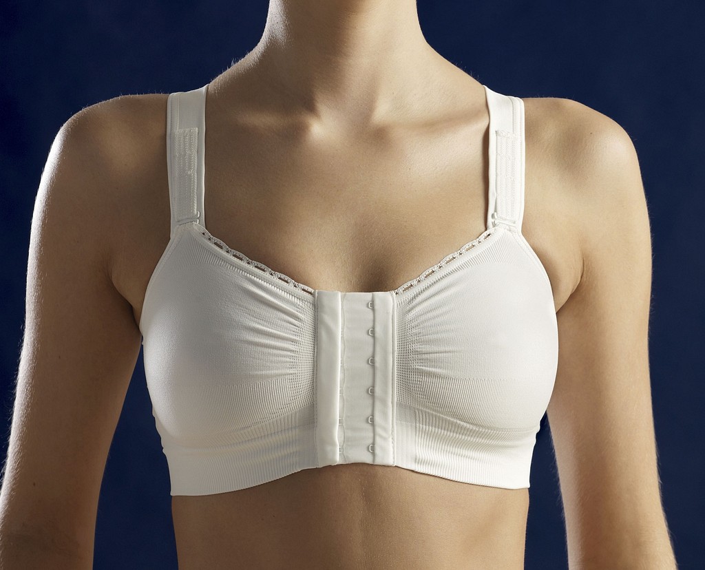 CareFix Post-Op Bra BH, Alice, frontluk. hægter, justerbar stropper, hvid, small