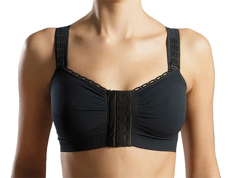 CareFix Post-Op Bra BH, Alice, frontluk. hægter, justerbar stropper, sort, medium