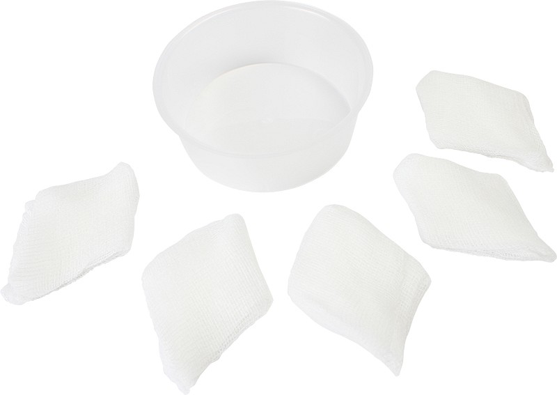 Afvaskningssæt, m 120 ml kop & 5 gazeviskers steril, 120 ml