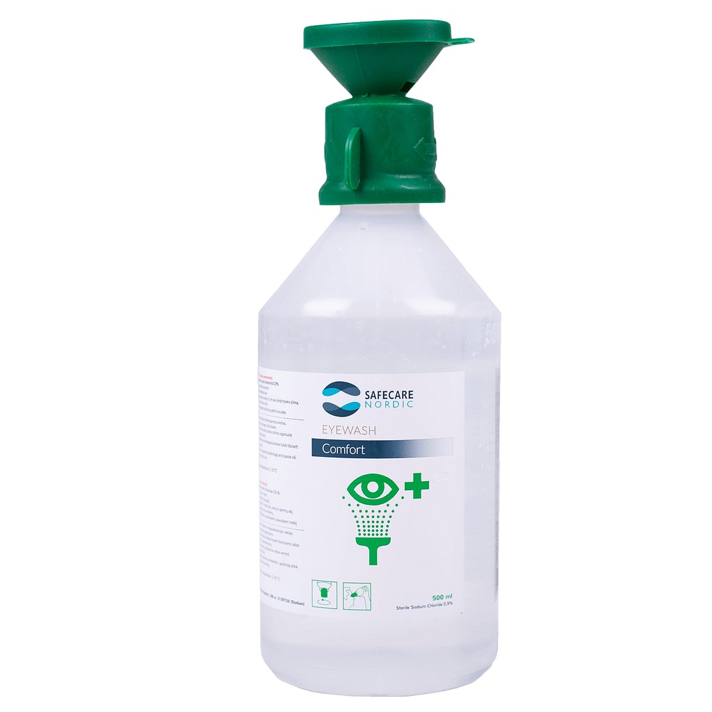 Safecare Nordic, Øjenskyllevæske 0,9 % NaCl, steril, 500 ml