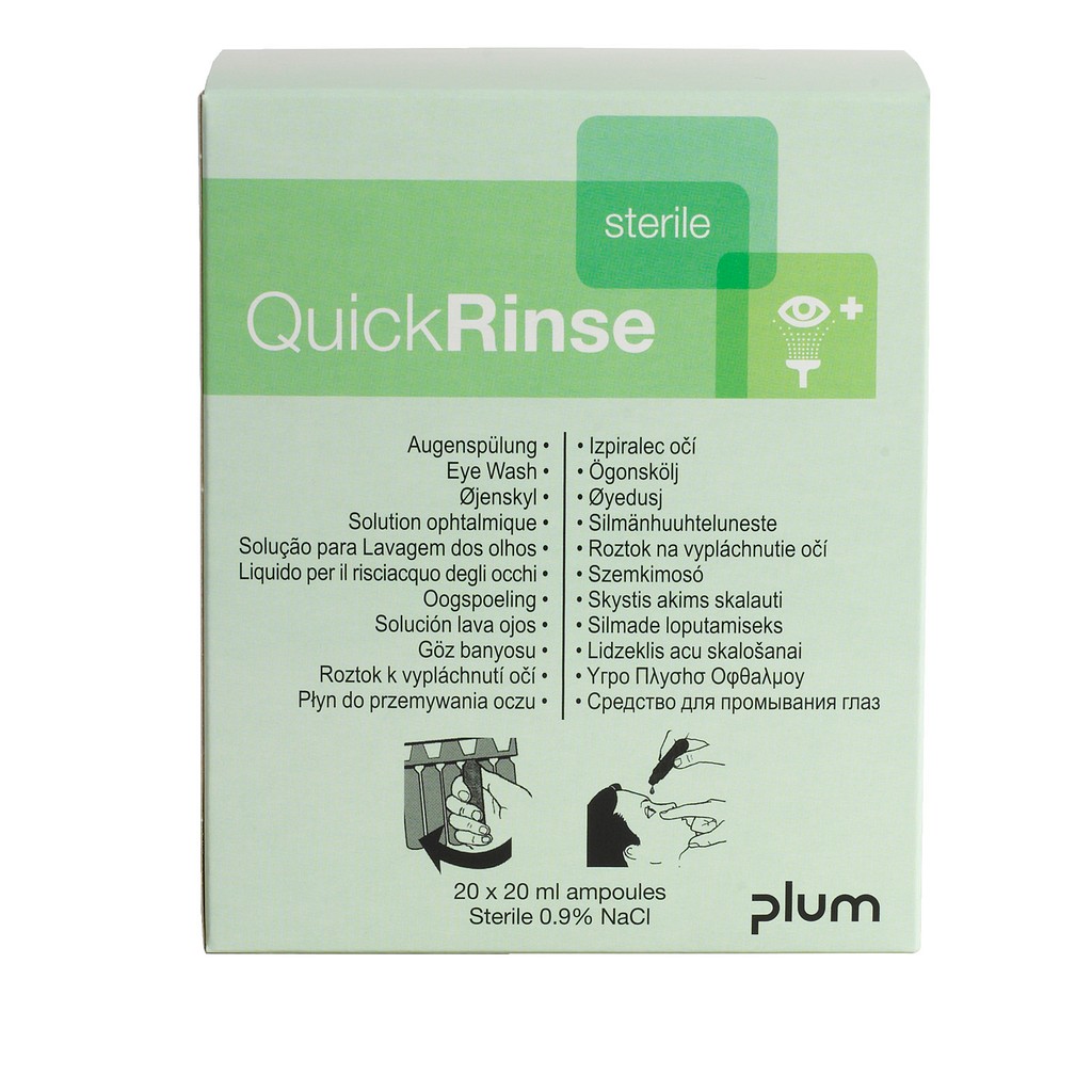 Plum, øjenskyllevæske, 0,9% NaCl, ampuller med 5 x 20 ml, 20 ml