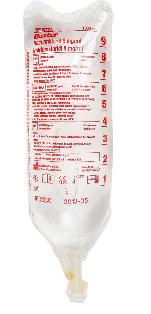 Saltvand, NaCl skyllevæske, til atroskopi, steril, 1 l