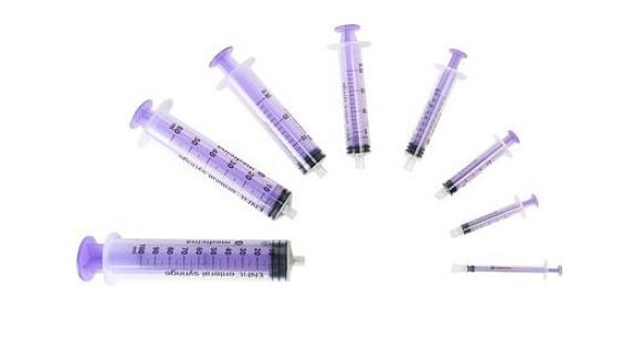 Medicina, sprøjte, enteral ENFIT, engangs, lav dosis, st., 2,5 ml