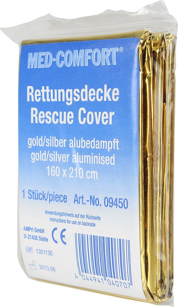 Antichok redningstæppe, guld/sølv - enkelt styk, 160 cm x 210 cm