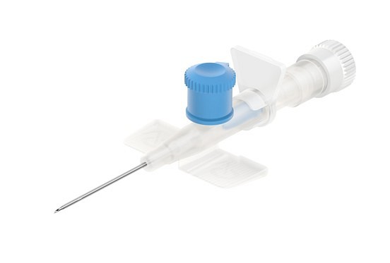 Codan CLiP Ported, Clip Ported-infusionskanyle, blå, PUR, steril, 22G, 0,8 mm x 25 mm