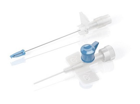 Codan CLiP Ported, Clip Ported-infusionskanyle, blå, PUR, steril, 22G, 0,8 mm x 25 mm