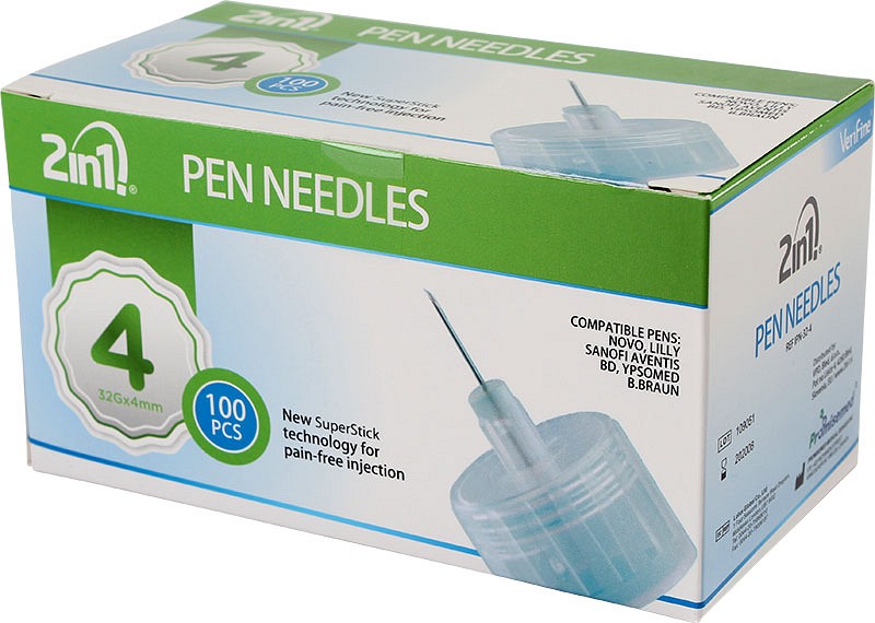 2in1, penkanyle 32G, steril, 4 mm x 0,23 mm (32G)