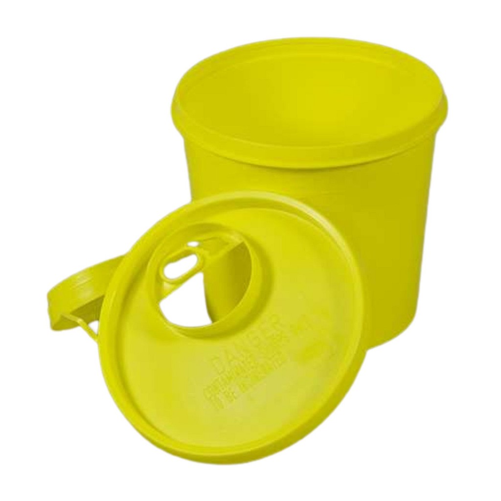 USON, kanylebeholder, gul med kanyleaftræk, lav, UN godkendt, 500 ml
