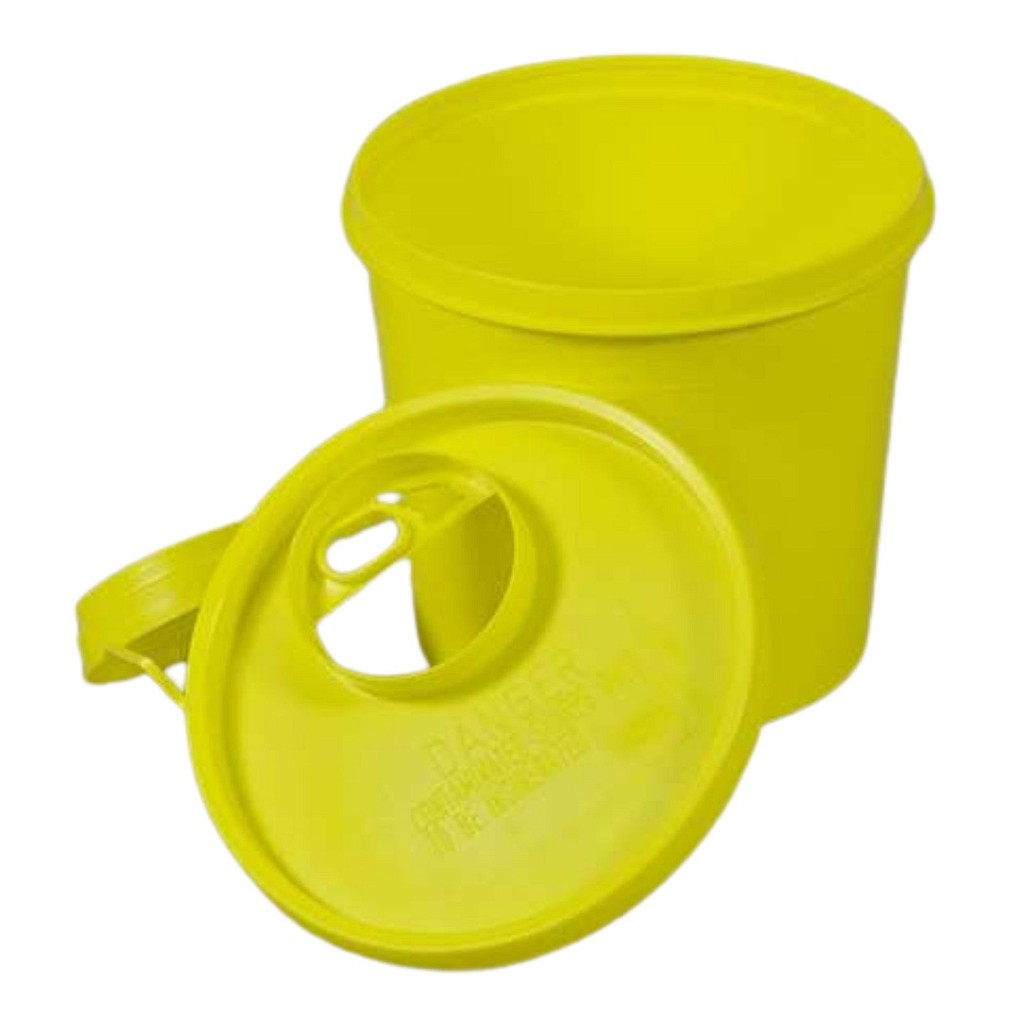 USON, kanylebeholder, gul, låg med stor åbning, UN godkendt, 2 l