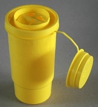 USON, kanylebeholder, gul, låg uden flap, høj model, 500 ml