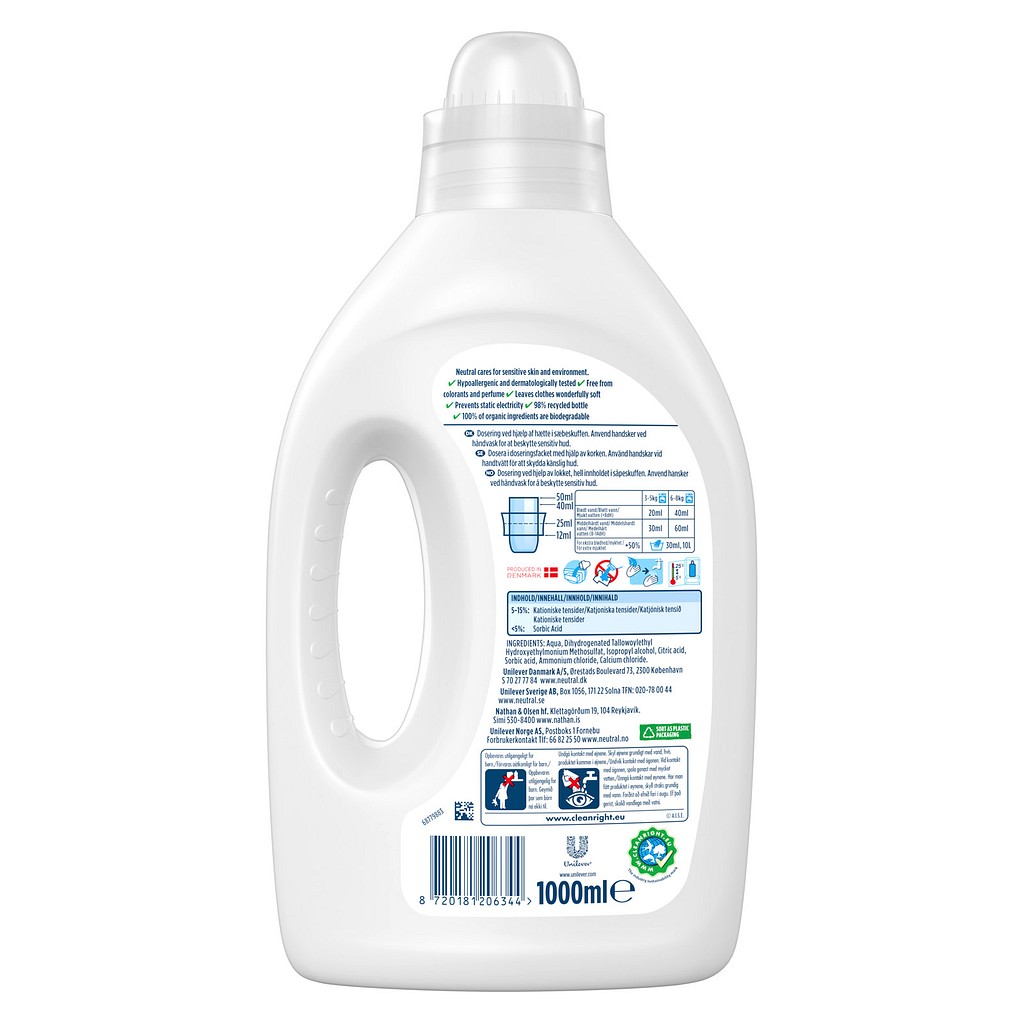 Neutral, Skyllemiddel uden parfume til sart hud, 1 l