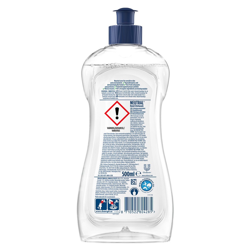 Neutral, flydende opvaskemiddel, 500 ml