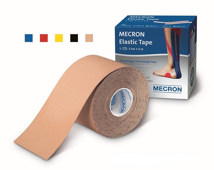 MECRON, kinesiologi tape, elastisk, beige, 5 cm x 5 m