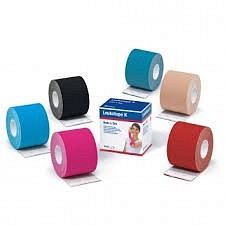 Leukotape K, elastisk kinesiologi tape, blå, 2,5 cm x 5 m