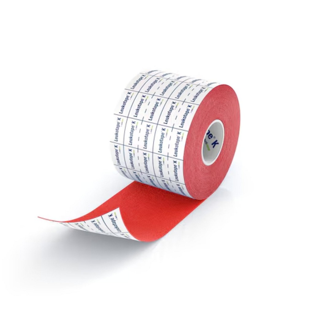 Leukotape K, elastisk kinesiologi tape, rød, 7,5 cm x 5 m